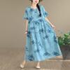 DIMANAF New 2026 Women Plus Size Spring Summer Casual Long Dress Floral Print Cotton Loose Oversize Maxi Beach Sundress