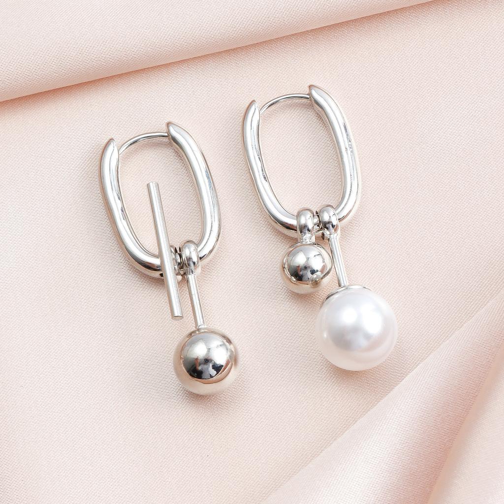 Dagelijks Dragen Imitatie Parel 1 Paar Geometrische Oorbellen Vrouwen Mode Hanger Eenvoudige Holle Oorbel U-vormig Persoonlijkheid Accessoires