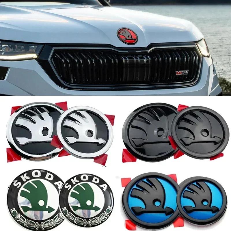 XOWS7 for Skoda 80mm 90mm ABS Car Front Grille Emblem Trunk Stickers Logo Karoq Kodiaq Fabia Rapid 3 Superb VRS Octavia 2 3 A5 2025