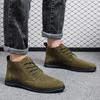 Męskie jesienne buty casualowe typu high-top ze sznurowaniem z przodu i spiczastym noskiem w stylu brytyjskim