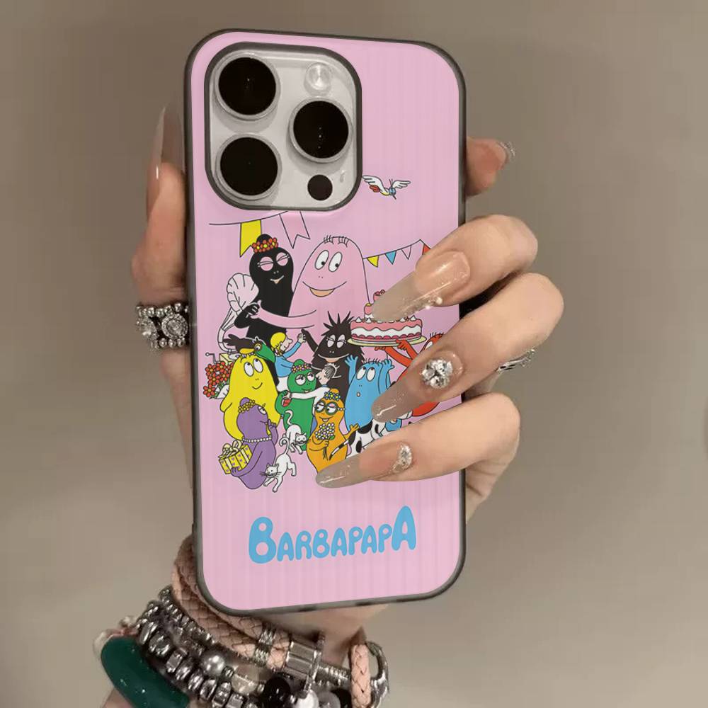 Cartoon Barbapapa Phone Case For IPhone 17 16 15 14 13 12 11 Corrugated Frosted Soft Cover Anti-Slip