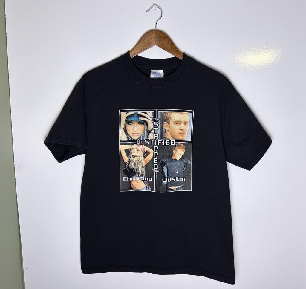 Vtg Y2K Justin Timberlake Christina Aguilera Justified Tour Pop R&B unisex T-Shirt Sz M