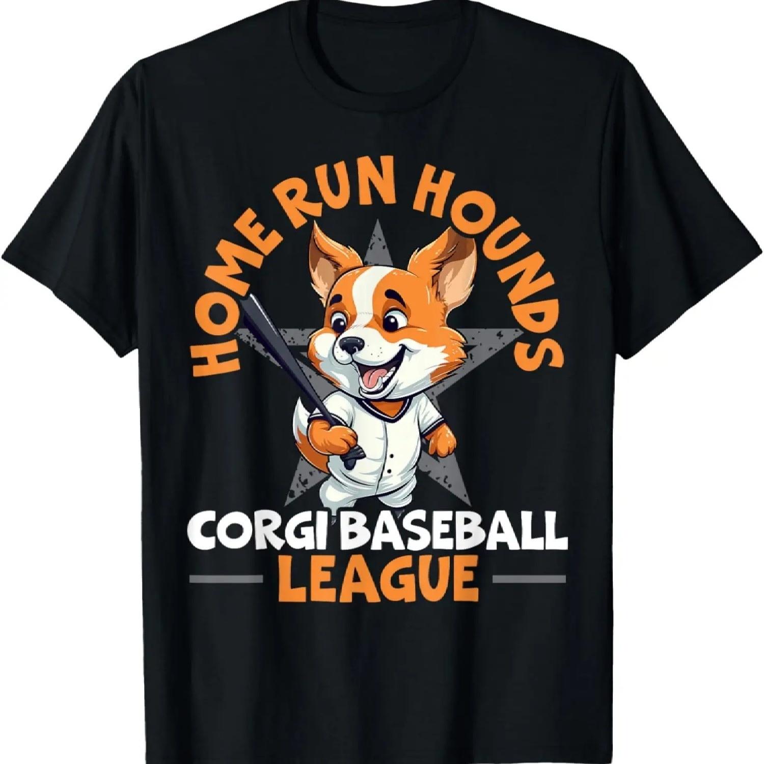 Baseball Corgi Dog Lover Baseball Player Sport Paw Puppy T-Shirt S