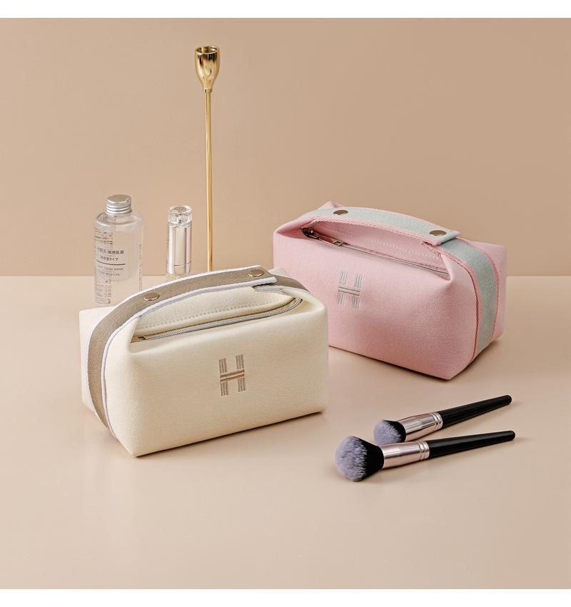 Portable H Canvas Bag: Large Capacity, Waterproof, Dustproof; Ideal for Lunch, Cosmetics, and Toiletries