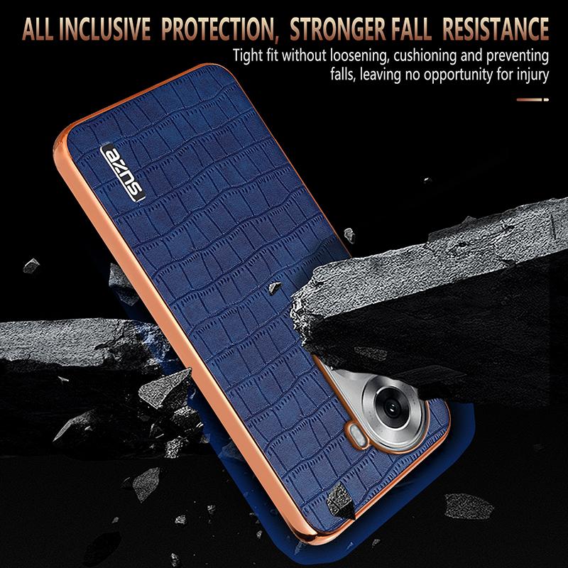 For Oppo Reno11 5G (Global) Case PU+TPU Phone Cover Electroplating Crocodile Texture