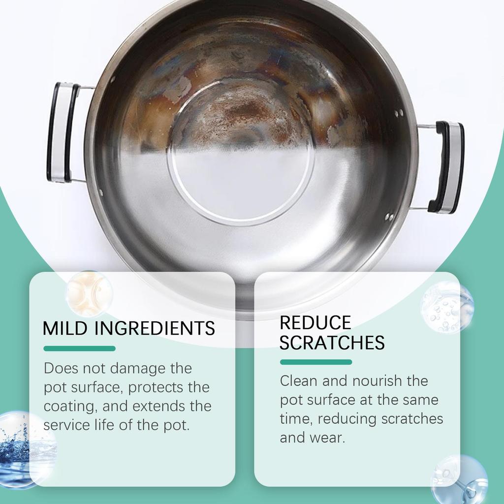 Pot and Pan Cleaner Pot and Pan Bottom Grease Cleaner Degreasing and Descaling Cleaning and Polishing Anti-rust Cleaning Solution