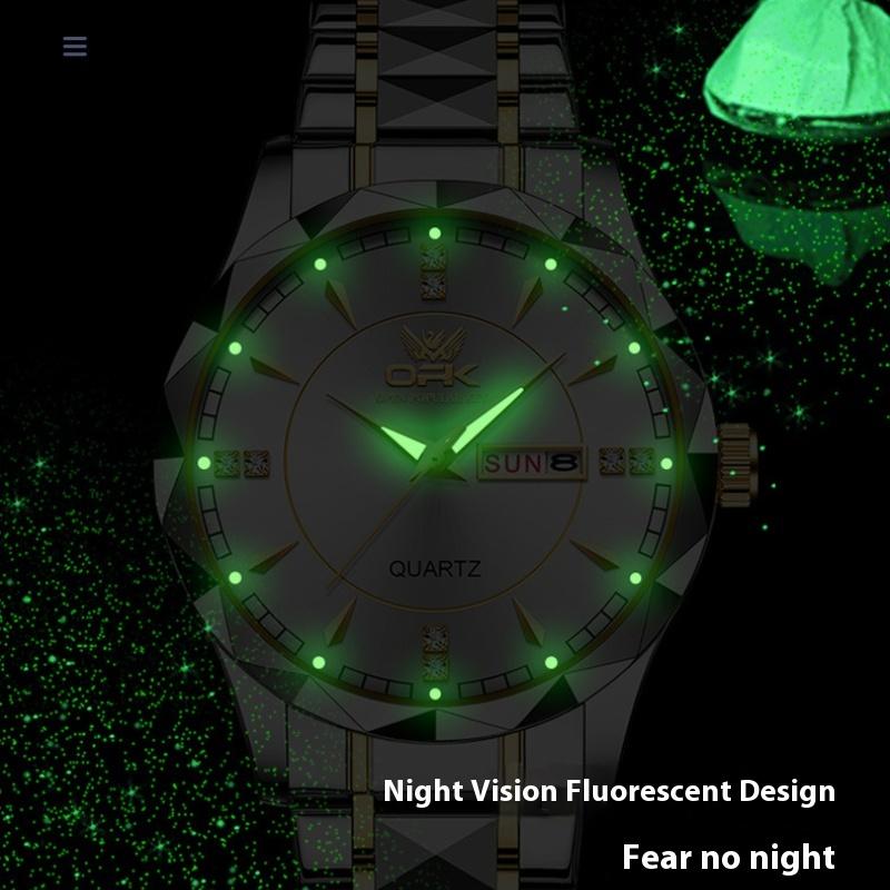 Stainless Steel Business Double Calendar Waterproof Men's Watch Men's Watch Local Tyrant Gold Watch