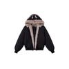 Explosive black fur collar padded seat mountain carving cat ear jacket men and women autumn and winter thickened couple down cotton clothes