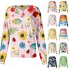 Women's Casual Long Sleeve Single Breasted Hawaiian Print Caregiver Jacket Lightweight Button Up Shirt for Work and Everyday Wear