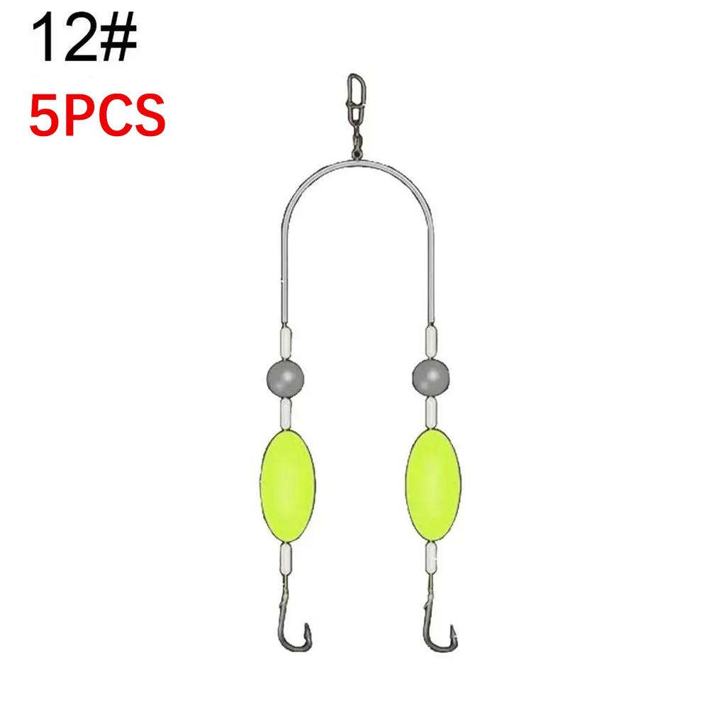5Pcs Double Reverse Hooks Fishing Rig Smooth Casting Anti-Tangle Snag Resistant Split Hook Rig Freshwater Saltwater Jigging Fishing Accessories