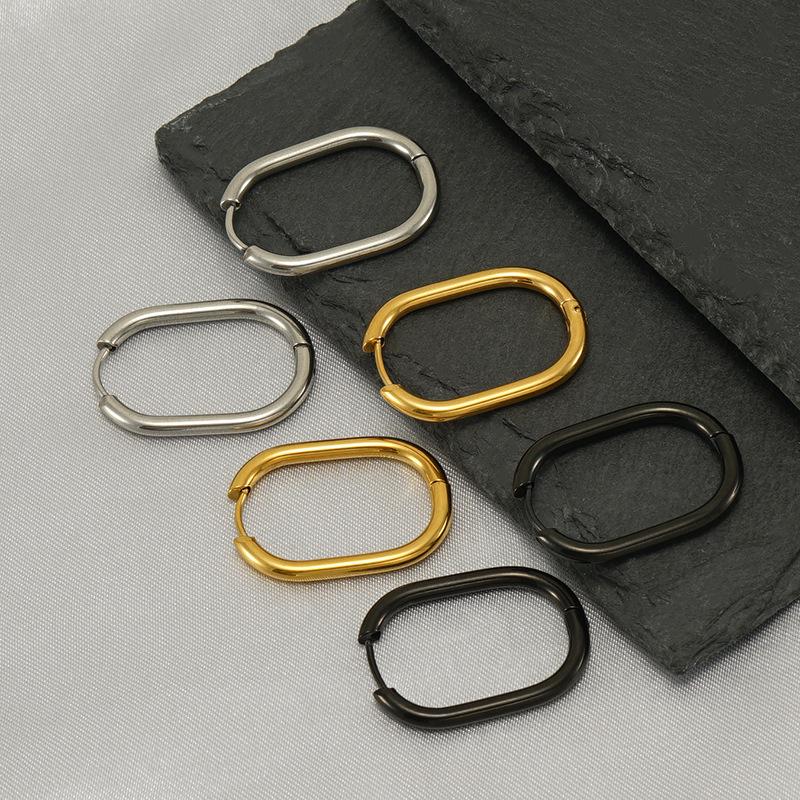 Cercei cu șurub din oțel inoxidabil, model oval, cu cataramă, pentru femei, de nișă, geometrici, la modă