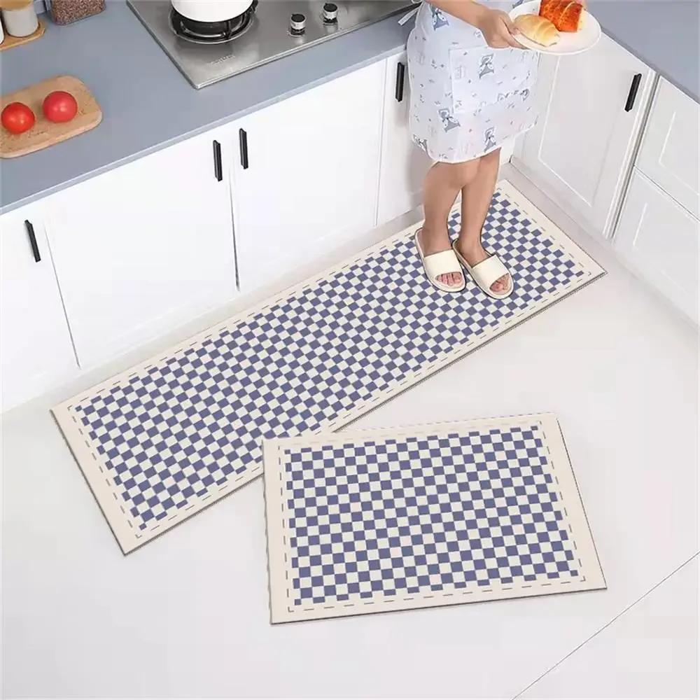Tapis de sol de cuisine, chambre à coucher, salon, long tapis de chevet, couloir, doux, lavable, antidérapant, paillasson d'entrée de salle de bain