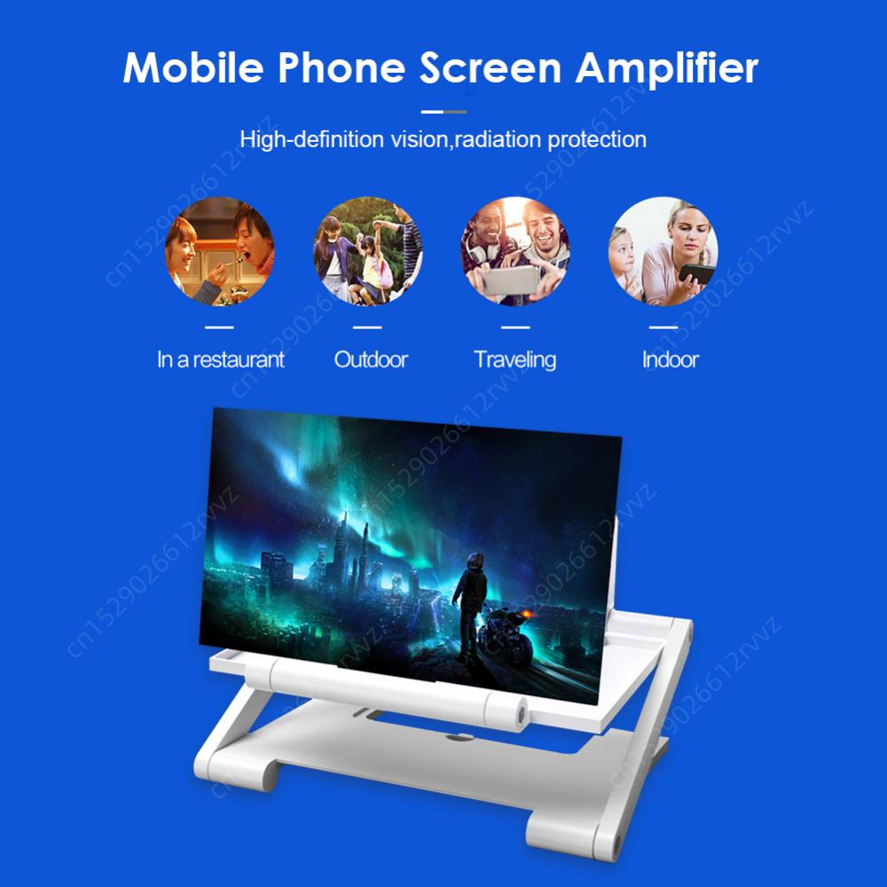 Folding Mobile Phone Magnifying Glass 8inch 3D HD Cell Phone Screen Amplifier HD Projector Screen Enlarge Magnifier Phone Holder