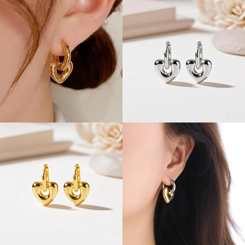 EVISPOL Punk Stainless Steel Huggie Hoop Earrings For Women Moon Star Heart-shaped Drop Earrings Cartilage Piercing Jewelry