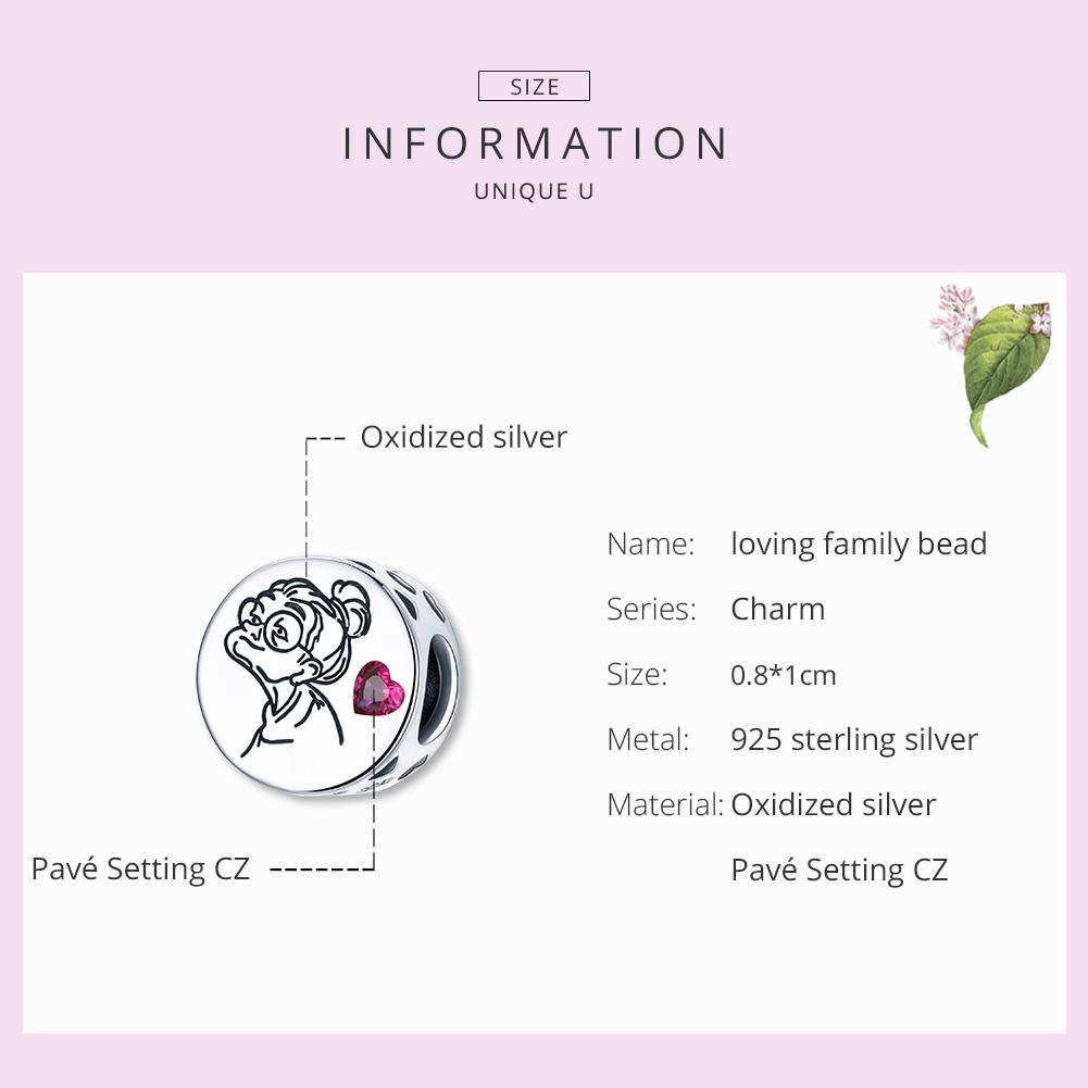 bamoer Family Letter Floral Bead Grandma Nana Heart 925 silver CZ Charms fit Original Bracelet Bangle Jewelry SCC1762