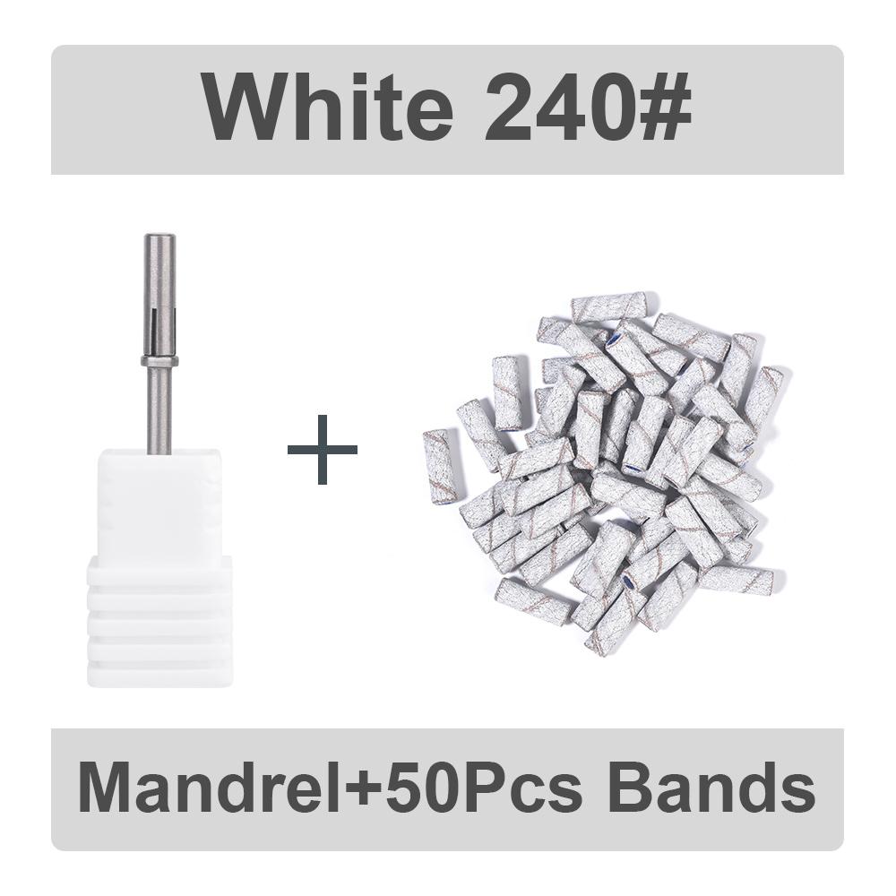 50Pcs 3MM Mini Nail Sanding Bands With Shaft 3/32" Nail Drill Bits Sand Bands Dead Skin Calluses Nail Gel Remove Nail Tool Set