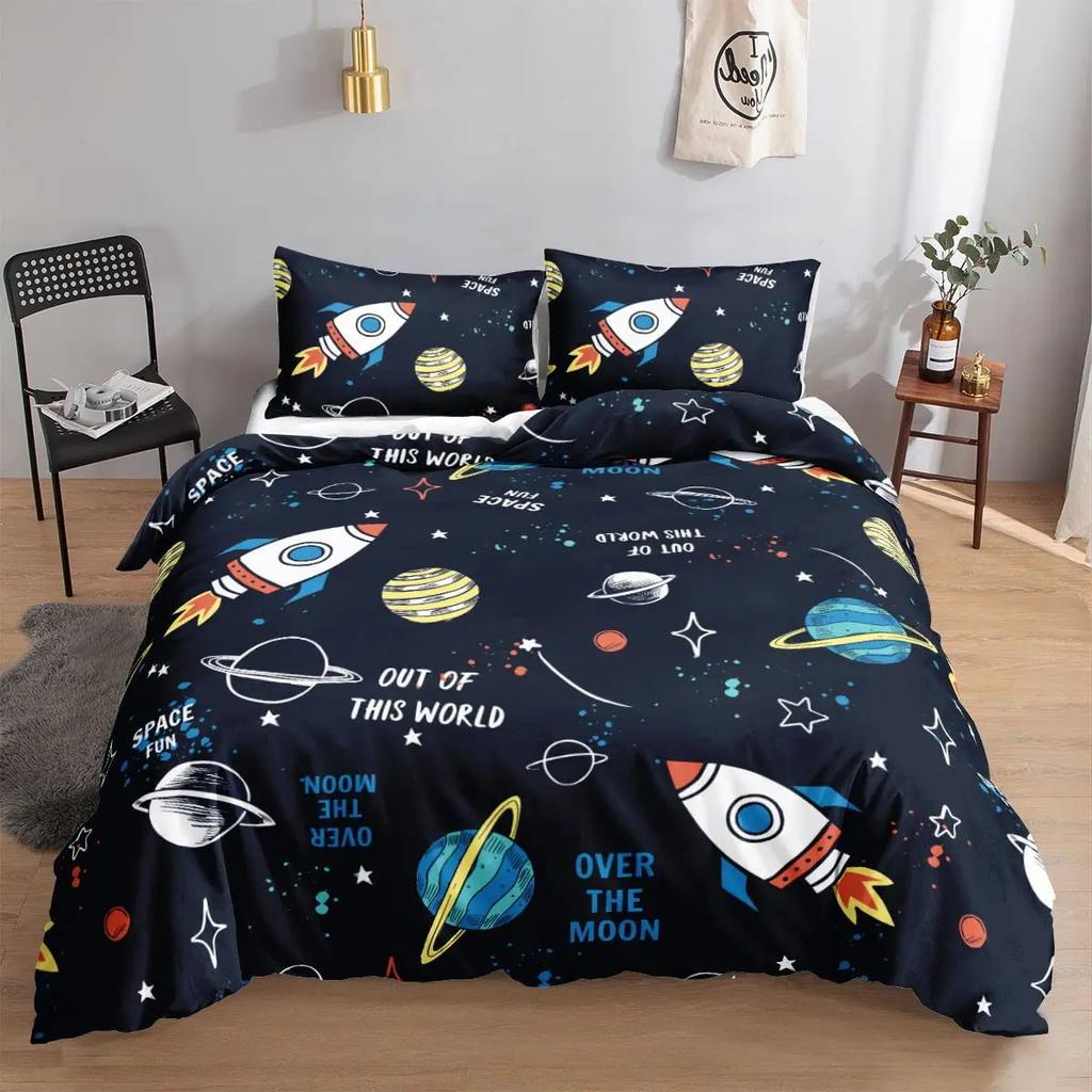 Comforter 2 S Astronaut Queen Size Outer Space Bedding Set 3Pcs For Kids Girls Adultscomforter Soft With