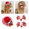 Strawberry Bow Y2K Style Balletcore Mini Bowler Hat Hair Clip Mini Top Hat Bow Plaids Hair Clip Strawberry Style