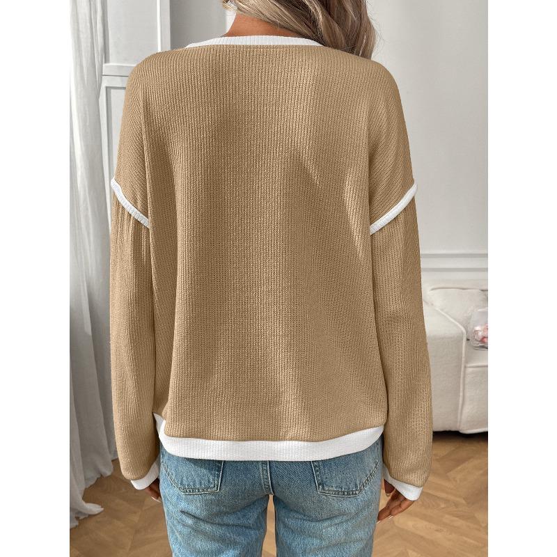 TIFICY Women's Fashion Casual Spring Autumn Solid Color Print Long Sleeve O-Neck Blouses & Shirts