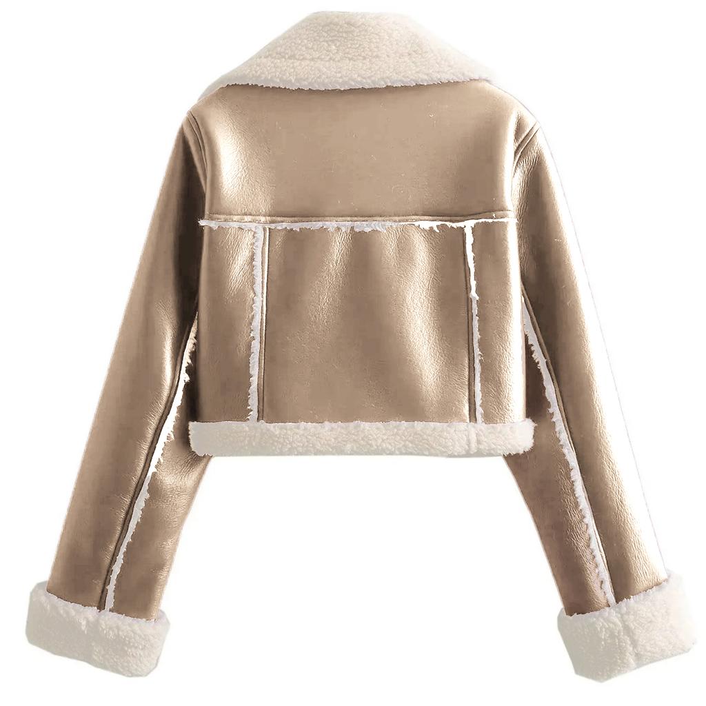 Womens Jackets Long Sleeve Fall Coats  Cropped Jacket  Winter Warm OuterwearWith Pocket