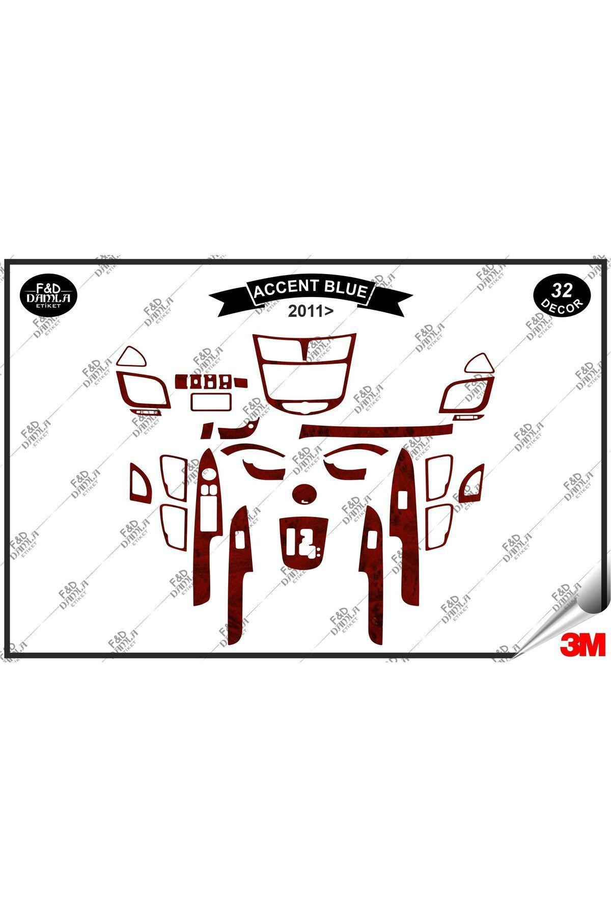 

Hyundaı Accent Blue 2011 Torpido Konsol Trim Göğüs Maun Kaplama Set 32 Parça Maun