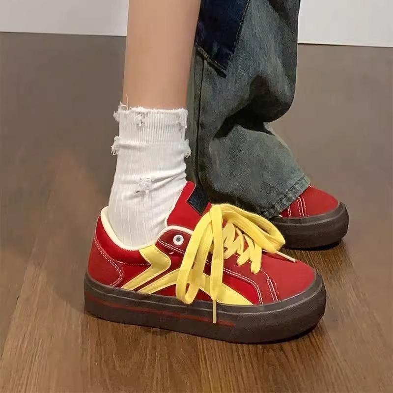

Американские 2025 весна и лето новые популярные парусиновые туфли повседневные туфли на толстой подошве женские студенческие универсальные повседневные туфли ниша 40 красный