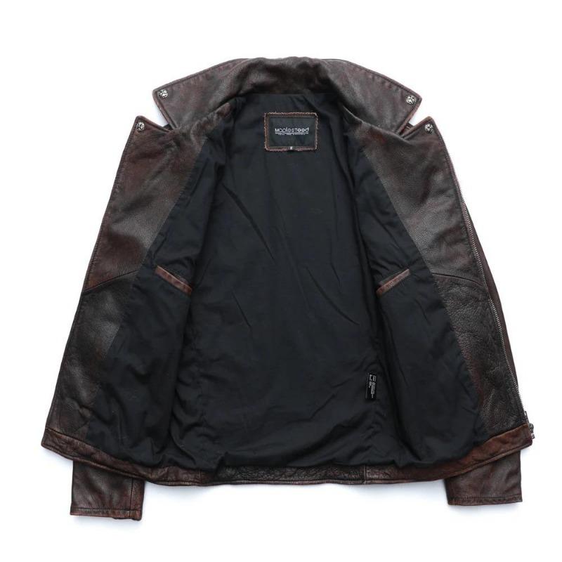 Chinese Size Vintage Motorcycle Jacket Men Genuine Leather Jackets 100% Cowhide Leather Coat Winter Biker Jacket Moto Clothing