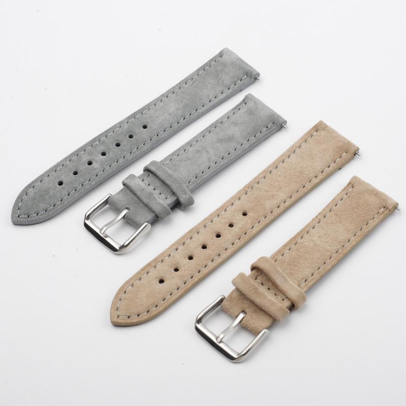 Handgemaakte Steken Suède Leer Horlogeband 18mm 19mm 20mm Zachte Vintage Horlogeband Snelwissel Vervangend Polsbandje voor Mannen Vrouwen