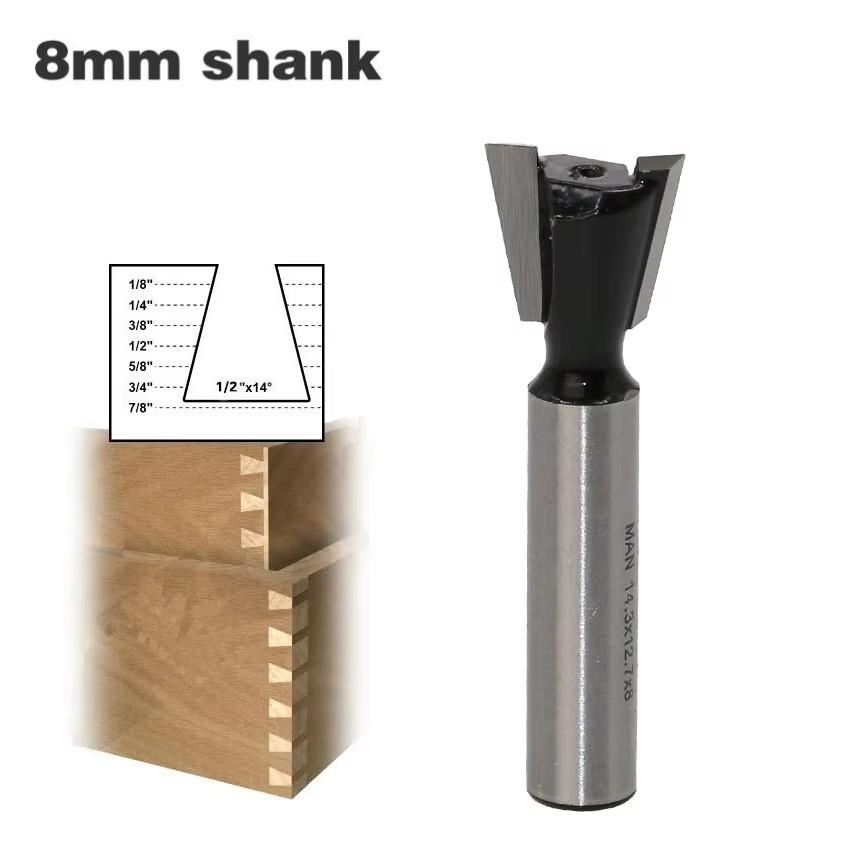 8mm Shank Dovetail Milling Cutters Industrial Grade Tungsten Router Bits For Wood Carving Woodworking Tools