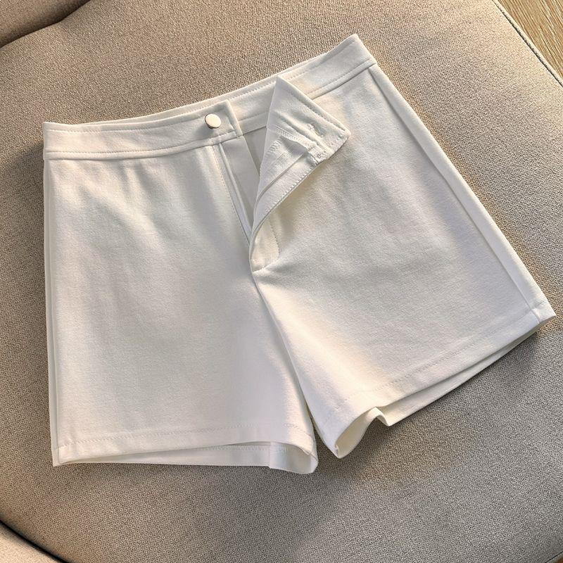 Black High-Waist Elastic A-Line Shorts for Women - Slim Fit, Pure Cotton, Hot Pants