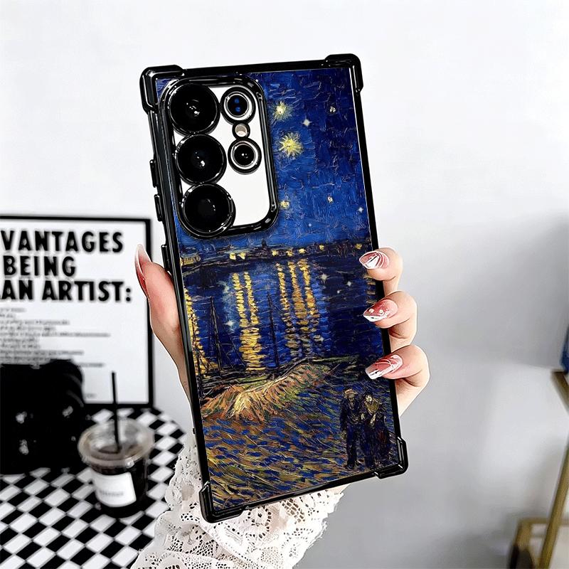 Van Gogh Oil Painting Aesthetics Plating Phone Case For Samsung Galaxy S24 S25 FE S26 Edge S23 Ultra S22 S21 Plus S20 Anti-Fall