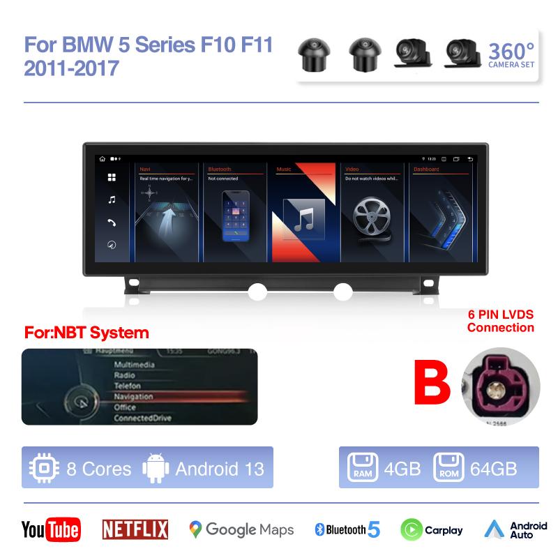 Android13 For BMW 5 Series F10 F11 2011-2017 14.9Inch 8Core Car Multimedia Video Player GPS Navigation Radio Auto Carplay 4G 360