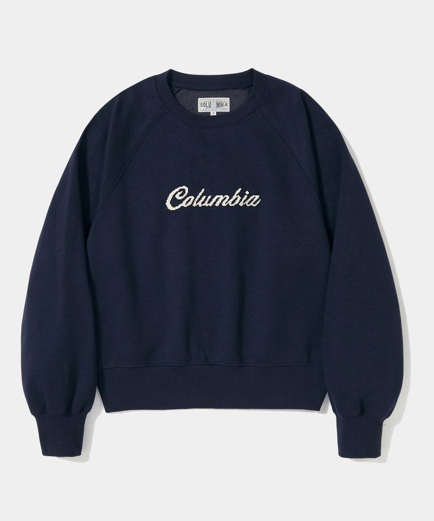 COLUMBIA UNIVERSITY 8Bit Crop Fleece Women Crew Neck _Navy