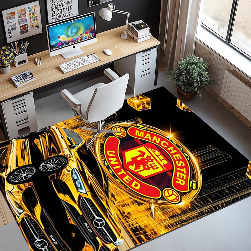 Tappeto con Fantasia Manchester United F.C., Tappetino da Interno/Esterno, per Picnic, Sala Giochi, Camera da Letto, Ufficio, Soggiorno, Tappeto Decorativo per la Casa, Regalo di Compleanno