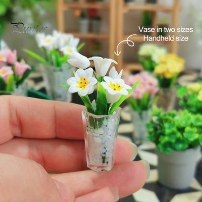 Miniatura Vaso De Lírio Brinquedo Realista Resina Mini Vaso De Flores Modelo Estatueta Foto DIY Adereço 1/12 Acessórios De Decoração De Casa De Bonecas
