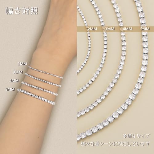 Bracciale Tennis da Donna KRKC&CO, Larghezza 2mm, Zirconia, Placcato Oro 14K, Acciaio Inossidabile Chirurgico, Diamanti CZ, Ipoallergenico, Scintillante, Gioielli Bling,