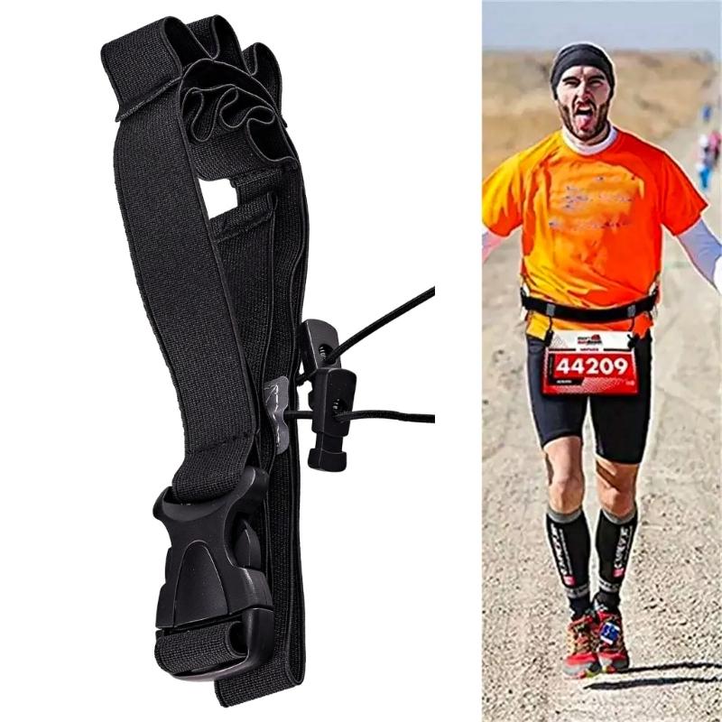 2Pcs Elastic Sport Waist Belts Race Bib Holder Adjustable Running Waistband with 6 Elastic Rings for Triathlon Cycling