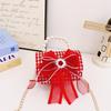 Red Ruffled Fun Bow Purse For Girls With Cozy Polyester Interior And Playful Appeal For Any Occasion