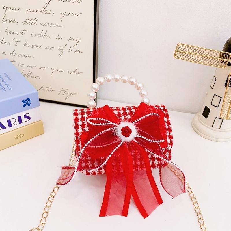 Red Ruffled Fun Bow Purse For Girls With Cozy Polyester Interior And Playful Appeal For Any Occasion