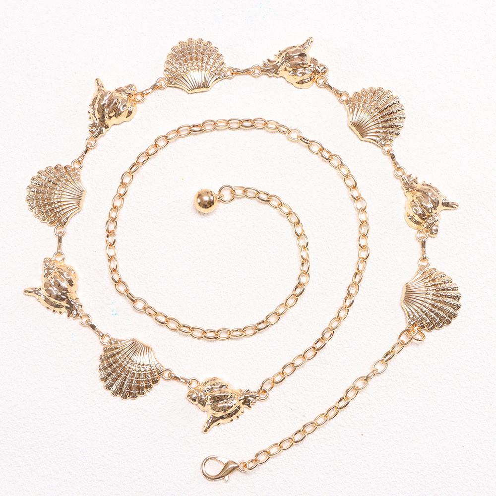 Bohemian Beach Shell Waist Chain With Metal Starfish And Conch Body Chain For Women