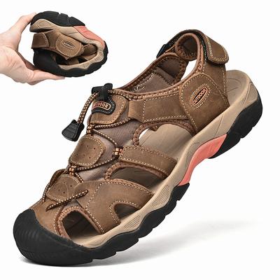 Fashion Summer New Men's Outdoor Sandals Non-Slip Mens Footwear Casual Leather Male Cowhide Beach Shoes for Men Breathable Comfy Sandals