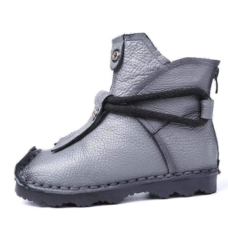Damskie buty z prawdziwej skóry, ręcznie robione, miękkie botki, wygodne buty codzienne dla kobiet, krótkie botki w stylu narodowym