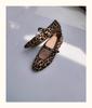 French retro fashion leopard print suede flat-soled single shoes 2025 new niche design round head low heel Mary Jane female