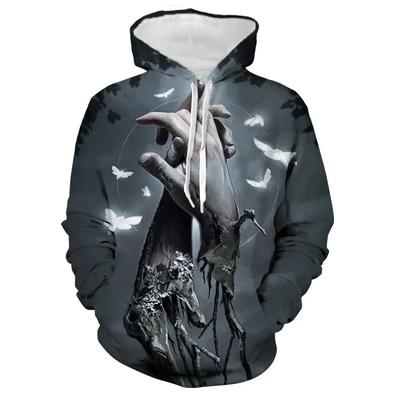 Europäischer und Amerikanischer Totenkopf-Hoodie 3D Digitaldruck Herren-Pullover Herren- und Damenmode Hip-Hop Langarm-Sweater
