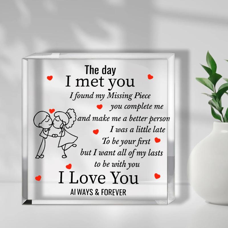 2D Flat Romantic Anniversary Acrylic Desktop Decoration Plaque, Home Decor Plaque Hanging Wall Art Decorative Garden Decoration for Room Door Signs Ha