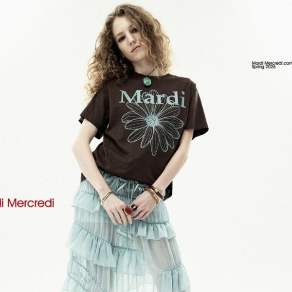 Mardi Mercredi Flowermardi T-shirt Bruin Mint (Eén maat past iedereen)
