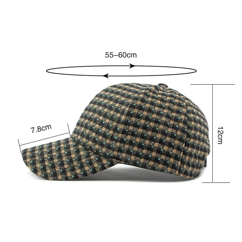 Männer Woolen Hut Frauen Frühling Herbst Plaid Kappe Weibliche Warme Baseball Kappe Sonnenschutz Hut