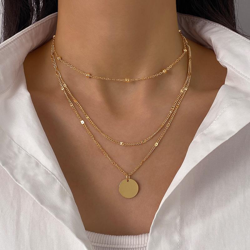 Hip Hop Gothic Thick Chain Collar Necklace For Women Multi Layered Metal Girls Party Jewelry Gift