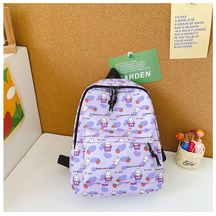 Trendy Kids Nylon Backpack With Cute Cartoon Print Breathable Stylish Design