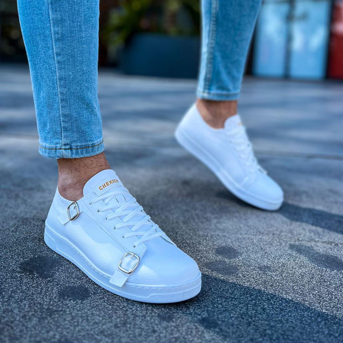 

CHEKICH, оригинальные брендовые повседневные мужские кроссовки белого цвета с боковой пряжкой, высокое качество, мужская обувь на шнуровке CH191